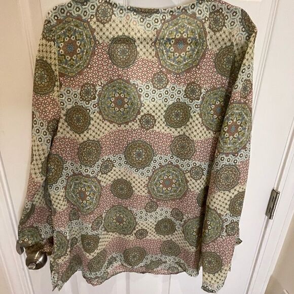 Metro Seven 7 sheer blouse long sleeve beaded 18/20 - Picture 2 of 7